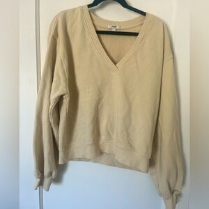 AGOLDE Low V-Neck Balloon Sleeve Sweatshirt Size Medium